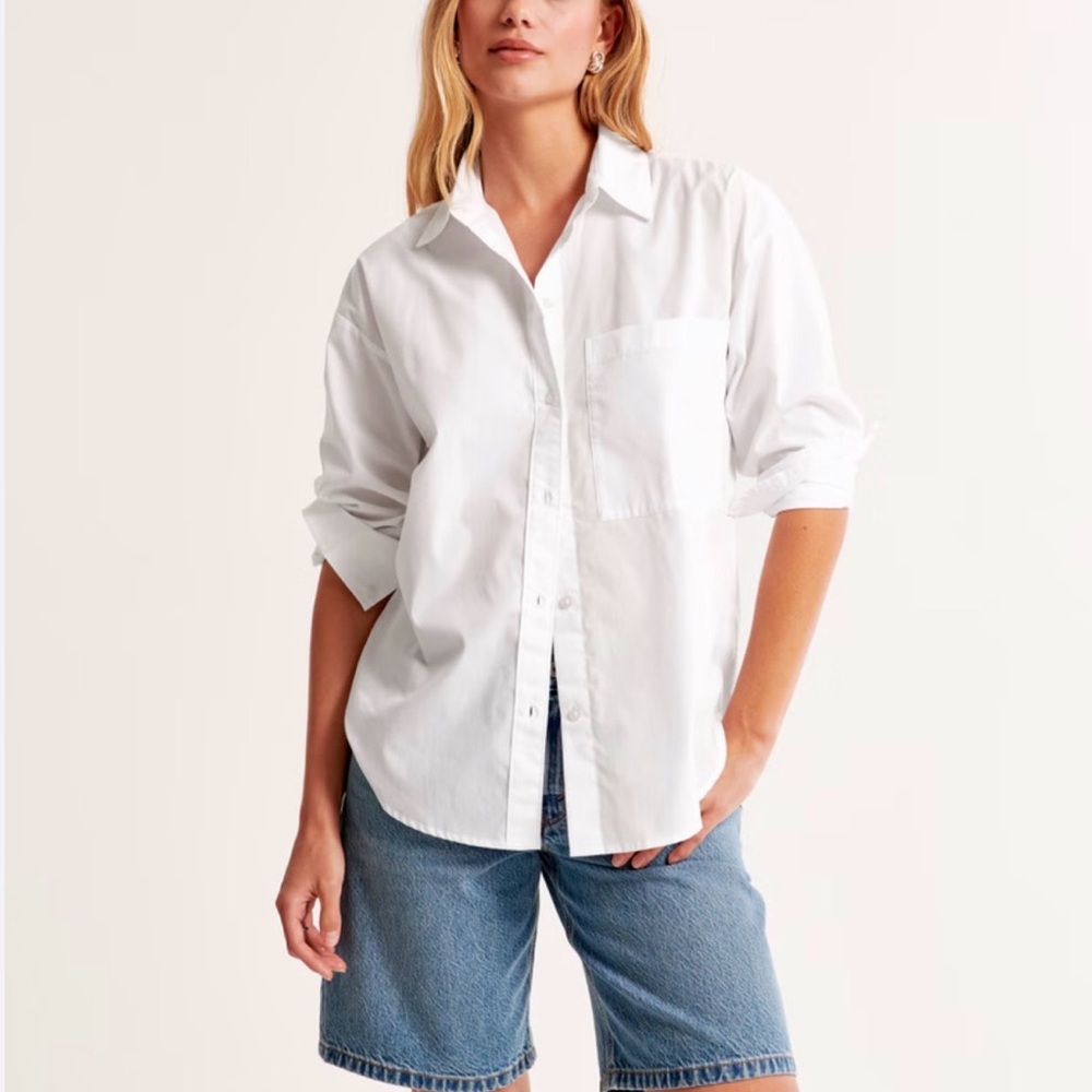 Oversized Poplin Button-Up Shirt